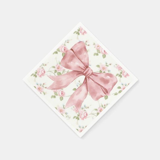 Roze Bow Ribbon Baby shower Servet (Hoek)