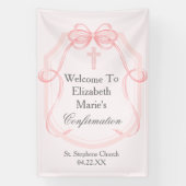 Roze Bow Ribbon Bevestiging Partij Aangepast Spandoek (Verticaal)