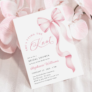Roze Bow Ribbon Bruids Douche Uitnodiging