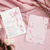 Roze Bow Ribbon Bruids Douche Uitnodiging