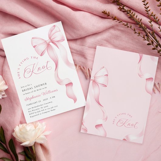 Roze Bow Ribbon Bruids Douche Uitnodiging