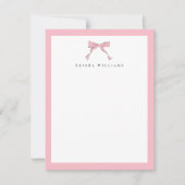 Roze Bow Ribbon Coquette Notitiekaartje (Voorkant)