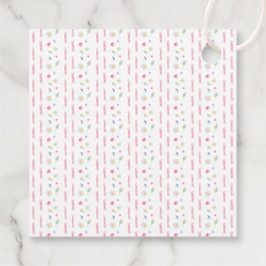 Roze Bow Ribbon Lijst Bloemdoop Bedankjes Labels (Achterkant)