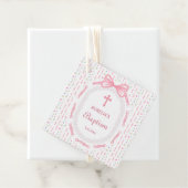 Roze Bow Ribbon Lijst Bloemdoop Bedankjes Labels (In situ)