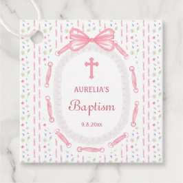 Roze Bow Ribbon Lijst Bloemdoop Bedankjes Labels