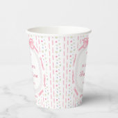 Roze Bow Ribbon Lijst Bloemdoop Papieren Bekers (Links)