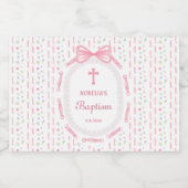 Roze Bow Ribbon Lijst Bloemdoop Sparkling Wijnetiket (Enkel label)