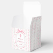 Roze Bow Ribbon Lijst Bloemen Doop Kubus Bedankdoosjes (Geopend)