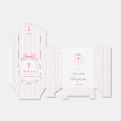 Roze Bow Ribbon Lijst Bloemen Dooptent Bedankdoosjes (Uitgevouwen)