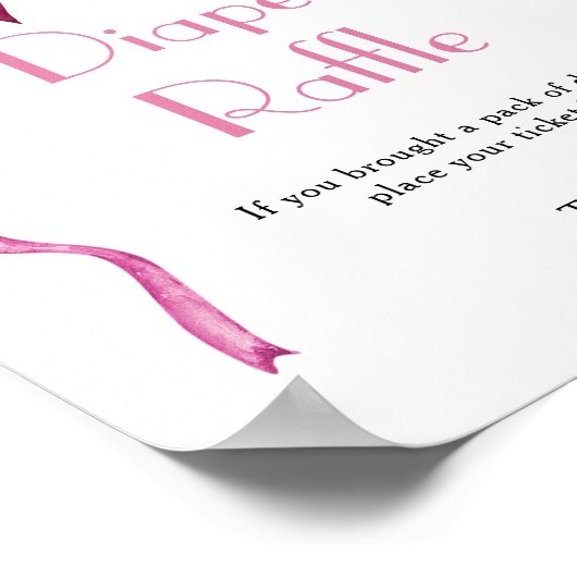 Roze Bow Ribbon Luier Raffle Poster (Hoek)