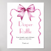 Roze Bow Ribbon Luier Raffle Poster (Voorkant)
