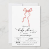 Roze Bow Ribbon Stippen Baby shower Kaart (Voorkant)