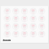 Roze Bow Ribbon Zilveren Winter Onederland Verjaar Ronde Sticker (Vel)
