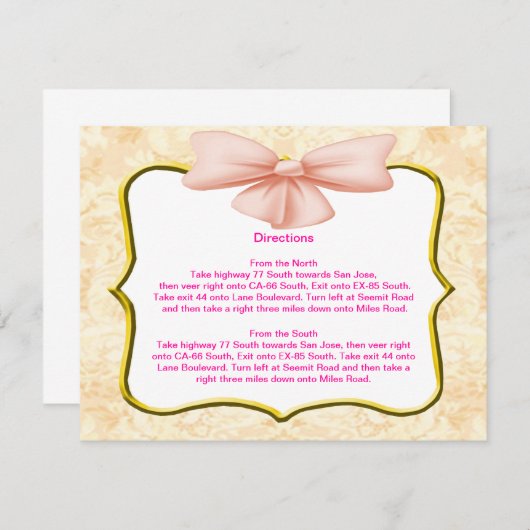 Roze Bow Richting Kaarten (Voorkant / Achterkant)