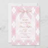 Roze Bow Rocking Horse polo Vinatge Baby shower Kaart (Voorkant)