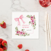 Roze Bow Roos Bloemen Greenery Meisjes Verjaardag Servet (Insitu)