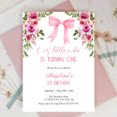 Roze Bow Roos Bloemen Kleine Cutie Verjaardag Kaart