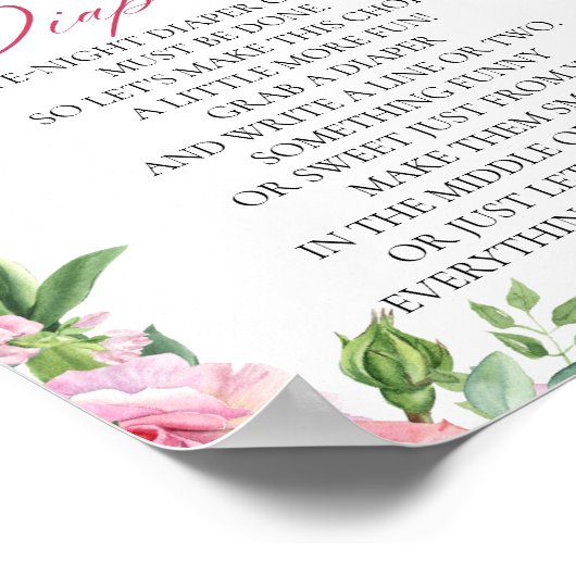 Roze Bow & Rozen Coquette Baby shower Luiers Spel Poster (Hoek)