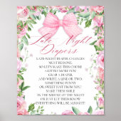 Roze Bow & Rozen Coquette Baby shower Luiers Spel Poster (Voorkant)