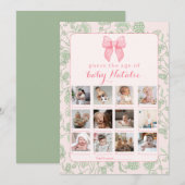Roze Bow Sage Groene Baby Meisje Douche Spel Kaart (Voorkant / Achterkant)