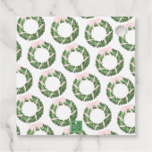 Roze Bow Sash Kerst Monogram Krans Behuizing Bedankjes Labels (Achterkant)