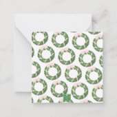 Roze Bow Sash Kerst Monogram Krans Behuizing Notitiekaartje (Achterkant)