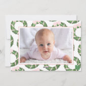 Roze Bow Sash Kerst Monogram Krans Feestdagenkaart (Achterkant)