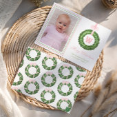 Roze Bow Sash Kerst Monogram Krans Feestdagenkaart