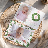 Roze Bow Sash Kerst Monogram Krans Feestdagenkaart