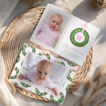 Roze Bow Sash Kerst Monogram Krans