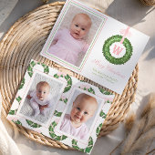 Roze Bow Sash Kerst Monogram Krans Feestdagenkaart