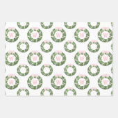 Roze Bow Sash Kerst Monogram Krans Inpakpapier Vel (Voorkant)