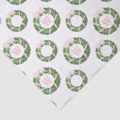 Roze Bow Sash Kerst Monogram Krans Tissuepapier (Detail)