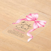 Roze Bow Schattigee Baby Girl Baby shower Acryl Uitnodigingen (Laagn)
