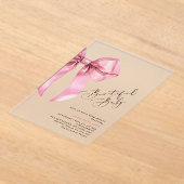 Roze Bow Schoonachtig Baby shower Acryl Uitnodigingen (Laagn)