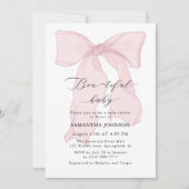 Roze Bow Schoonheid Baby Meisje Baby shower Kaart (Voorkant)