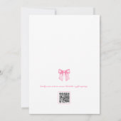 Roze Bow Script Bruids Douche Uitnodiging (Achterkant)