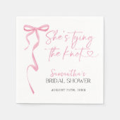 Roze Bow Shes binden van de knoop Vrijgezellenfees Servet (Voorkant)