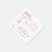 Roze Bow Shes binden van de knoop Vrijgezellenfees Servet (Hoek)