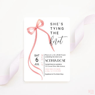 Roze Bow Shes Tying The Knot Vrijgezellenfeest Uit Kaart
