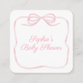  Roze Bow Shower QR Code RSVP Informatiekaartje (Achterkant)