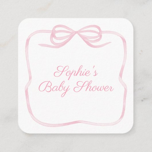  Roze Bow Shower QR Code RSVP Informatiekaartje (Achterkant)