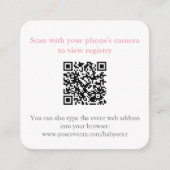  Roze Bow Shower QR Code RSVP Informatiekaartje (Voorkant)