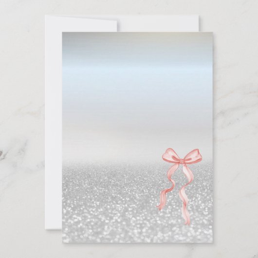Roze Bow Silver Glitter Bokeh Baby shower Kaart (Achterkant)