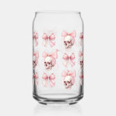 Roze Bow Skull Halloween glas kan drinken (Voorkant)