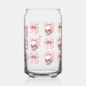 Roze Bow Skull Halloween glas kan drinken (Achterkant)