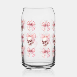 Roze Bow Skull Halloween glas kan drinken