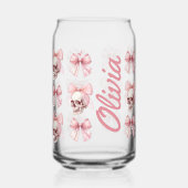 Roze Bow Skull Halloween glas kan drinken (Links)