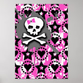 Roze Bow Skull Poster (Voorkant)