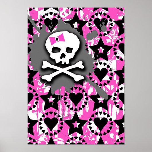 Roze Bow Skull Poster (Voorkant)